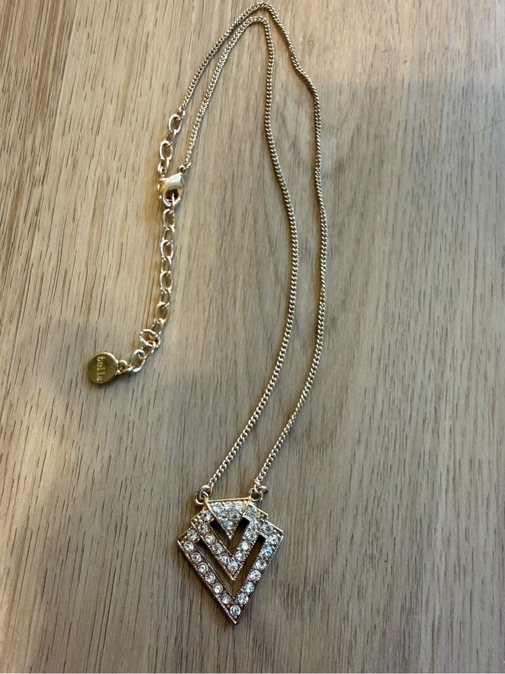 Gold-Tone Crystal Chevron Pendant Necklace